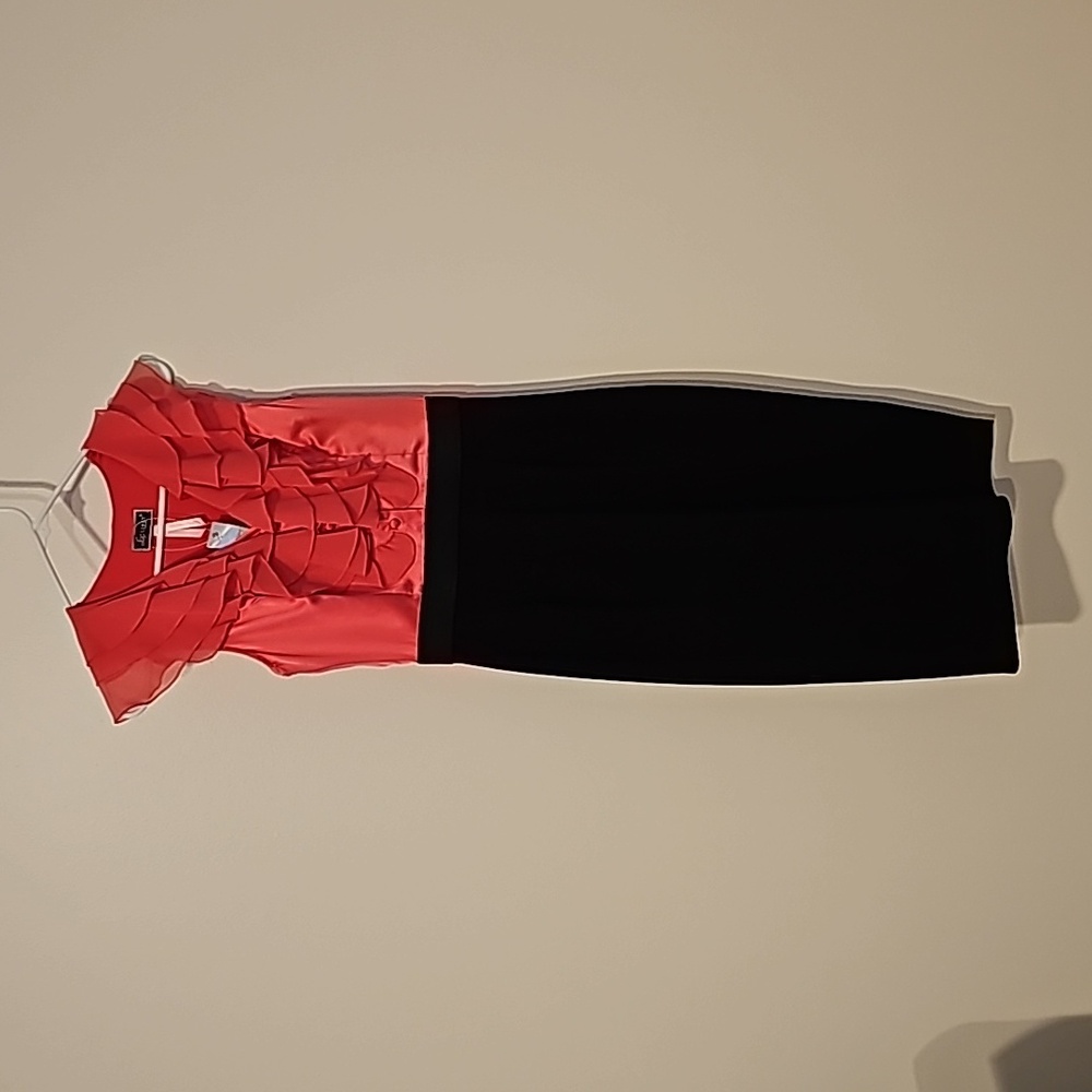 Lipsy ruffle top dress size 6 pink and black